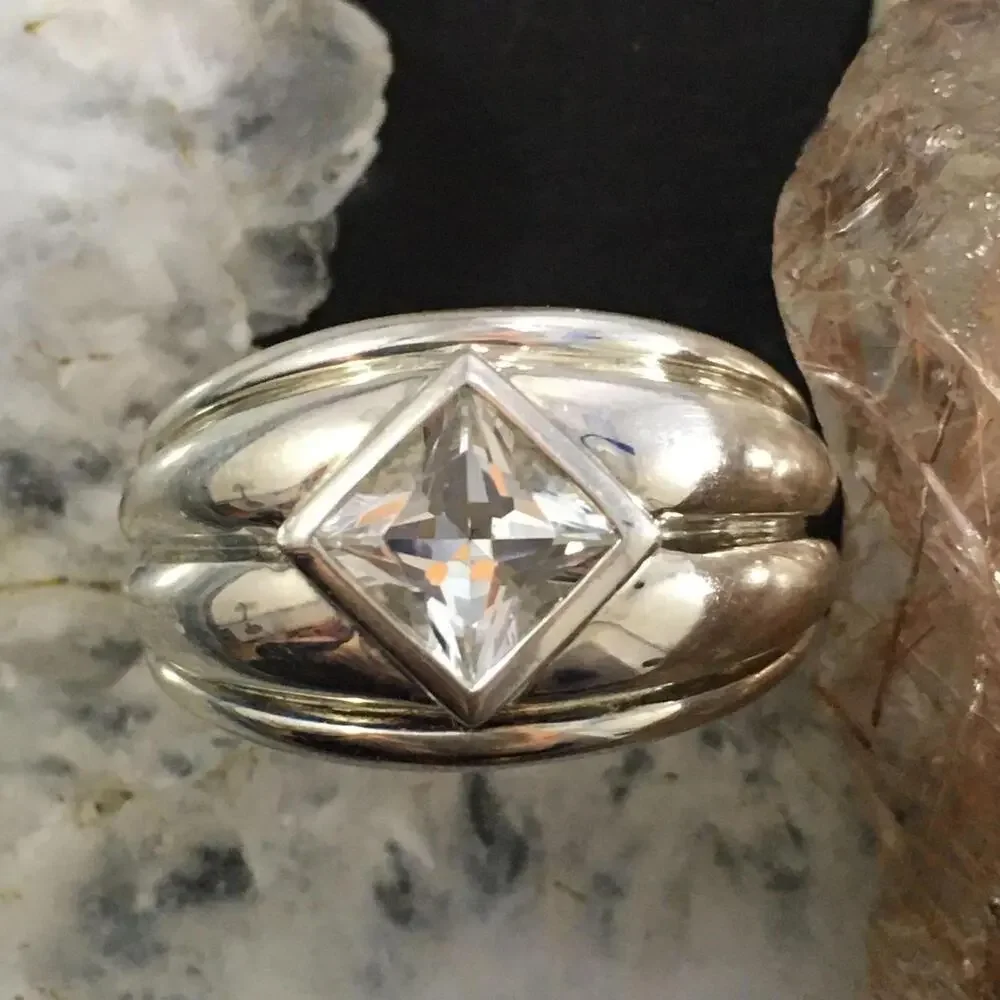 Carolyn Pollack Southwestern Style Sterling White Topaz Ring For Women Size 7.25